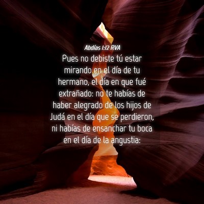 Picture 04 - Abdías 1:12 RVA - Pues no debiste tú estar mirando en el día de - Bible Verse Picture