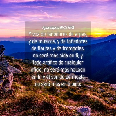 Picture 04 - Apocalipsis 18:22 RVA - Y voz de tañedores de arpas, y de músicos, y de - Bible Verse Picture