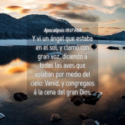 Picture 04 - Apocalipsis 19:17 RVA - Y vi un ángel que estaba en el sol, y clamó con - Bible Verse Picture