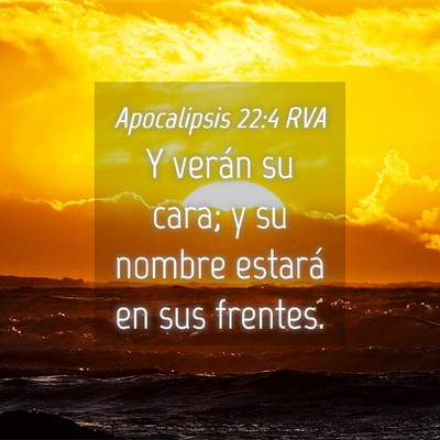 Picture 04 - Apocalipsis 22:4 RVA - Y verán su cara; y su nombre estará en sus - Bible Verse Picture