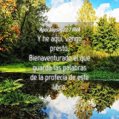 Picture 04 - Apocalipsis 22:7 RVA - Y he aquí, vengo presto. Bienaventurado el que - Bible Verse Picture