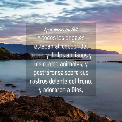 Picture 04 - Apocalipsis 7:11 RVA - Y todos los ángeles estaban alrededor del trono, - Bible Verse Picture