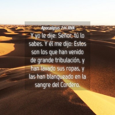 Picture 04 - Apocalipsis 7:14 RVA - Y yo le dije: Señor, tú lo sabes. Y él me - Bible Verse Picture