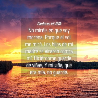 Picture 04 - Cantares 1:6 RVA - No miréis en que soy morena, Porque el sol me - Bible Verse Picture