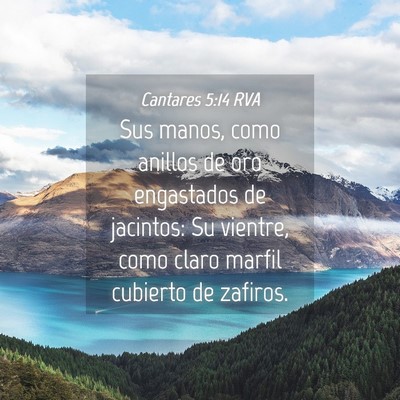 Picture 04 - Cantares 5:14 RVA - Sus manos, como anillos de oro engastados de - Bible Verse Picture
