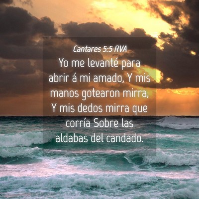 Picture 04 - Cantares 5:5 RVA - Yo me levanté para abrir á mi amado, Y mis - Bible Verse Picture