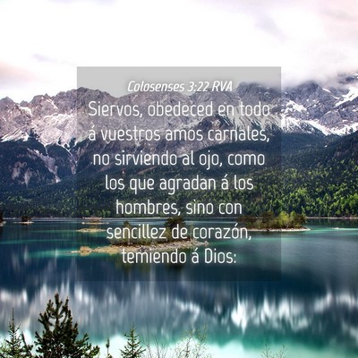 Picture 04 - Colosenses 3:22 RVA - Siervos, obedeced en todo á vuestros amos - Bible Verse Picture