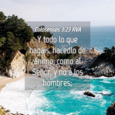 Picture 04 - Colosenses 3:23 RVA - Y todo lo que hagáis, hacedlo de ánimo, como al - Bible Verse Picture