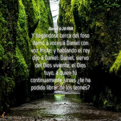 Picture 04 - Daniel 6:20 RVA - Y llegándose cerca del foso llamó á voces á - Bible Verse Picture