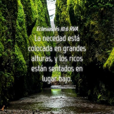 Picture 04 - Eclesiastés 10:6 RVA - La necedad está colocada en grandes alturas, y - Bible Verse Picture