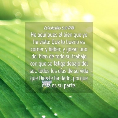 Picture 04 - Eclesiastés 5:18 RVA - He aquí pues el bien que yo he visto: Que lo - Bible Verse Picture