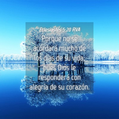 Picture 04 - Eclesiastés 5:20 RVA - Porque no se acordará mucho de los días de su - Bible Verse Picture