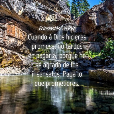 Picture 04 - Eclesiastés 5:4 RVA - Cuando á Dios hicieres promesa, no tardes en - Bible Verse Picture