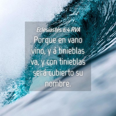 Picture 04 - Eclesiastés 6:4 RVA - Porque en vano vino, y á tinieblas va, y con - Bible Verse Picture