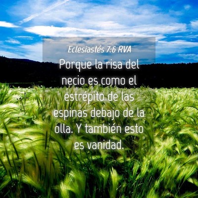 Picture 04 - Eclesiastés 7:6 RVA - Porque la risa del necio es como el estrépito de - Bible Verse Picture