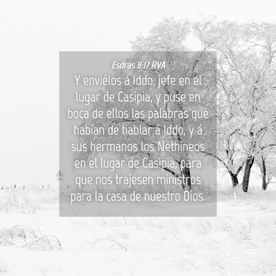 Picture 04 - Esdras 8:17 RVA - Y enviélos á Iddo, jefe en el lugar de Casipia, - Bible Verse Picture