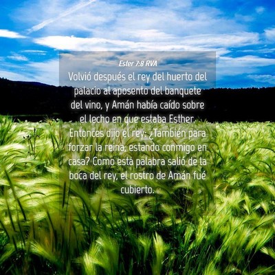 Picture 04 - Ester 7:8 RVA - Volvió después el rey del huerto del palacio al - Bible Verse Picture