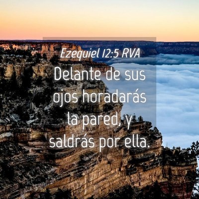Picture 04 - Ezequiel 12:5 RVA - Delante de sus ojos horadarás la pared, y - Bible Verse Picture