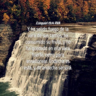 Picture 04 - Ezequiel 19:14 RVA - Y ha salido fuego de la vara de sus ramos, ha - Bible Verse Picture
