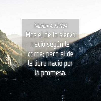 Picture 04 - Gálatas 4:23 RVA - Mas el de la sierva nació según la carne; pero - Bible Verse Picture