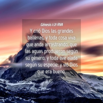 Picture 04 - Génesis 1:21 RVA - Y crió Dios las grandes ballenas, y toda cosa - Bible Verse Picture