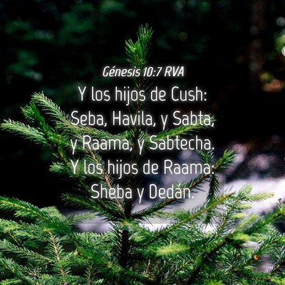 Picture 04 - Génesis 10:7 RVA - Y los hijos de Cush: Seba, Havila, y Sabta, y - Bible Verse Picture