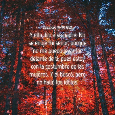 Picture 04 - Génesis 31:35 RVA - Y ella dijo á su padre: No se enoje mi señor, - Bible Verse Picture