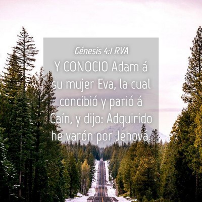 Picture 04 - Génesis 4:1 RVA - Y CONOCIO Adam á su mujer Eva, la cual concibió - Bible Verse Picture