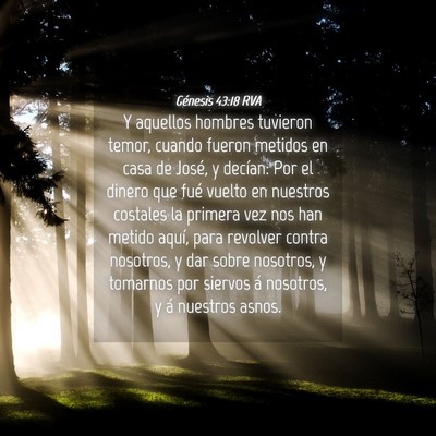 Picture 04 - Génesis 43:18 RVA - Y aquellos hombres tuvieron temor, cuando fueron - Bible Verse Picture
