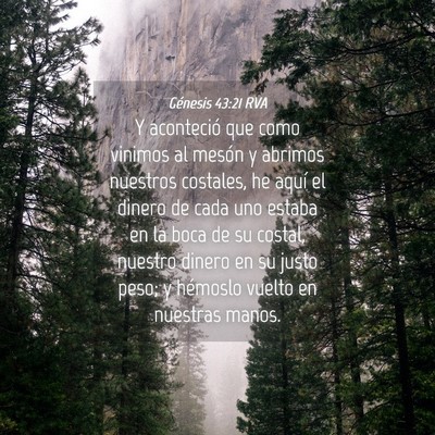 Picture 04 - Génesis 43:21 RVA - Y aconteció que como vinimos al mesón y abrimos - Bible Verse Picture