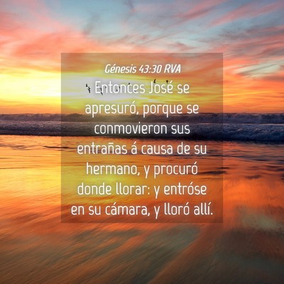 Picture 04 - Génesis 43:30 RVA - Entonces José se apresuró, porque se - Bible Verse Picture