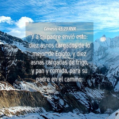 Picture 04 - Génesis 45:23 RVA - Y á su padre envió esto: diez asnos cargados de - Bible Verse Picture