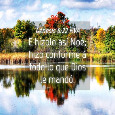 Picture 04 - Génesis 6:22 RVA - E hízolo así Noé; hizo conforme á todo lo que - Bible Verse Picture