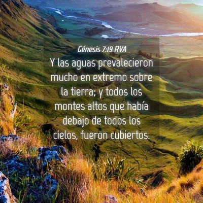 Picture 04 - Génesis 7:19 RVA - Y las aguas prevalecieron mucho en extremo sobre - Bible Verse Picture
