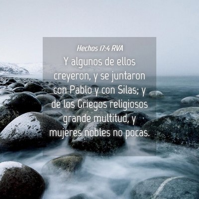 Picture 04 - Hechos 17:4 RVA - Y algunos de ellos creyeron, y se juntaron con - Bible Verse Picture