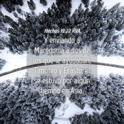 Picture 04 - Hechos 19:22 RVA - Y enviando á Macedonia á dos de los que le - Bible Verse Picture