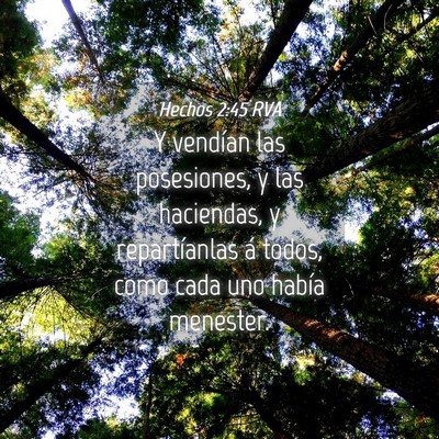 Picture 04 - Hechos 2:45 RVA - Y vendían las posesiones, y las haciendas, y - Bible Verse Picture