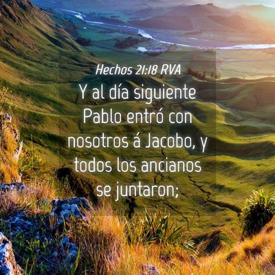 Picture 04 - Hechos 21:18 RVA - Y al día siguiente Pablo entró con nosotros á - Bible Verse Picture