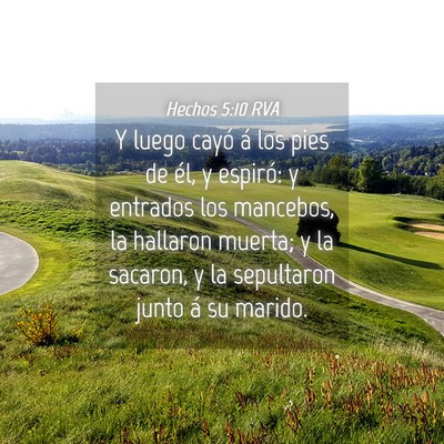 Picture 04 - Hechos 5:10 RVA - Y luego cayó á los pies de él, y espiró: y - Bible Verse Picture