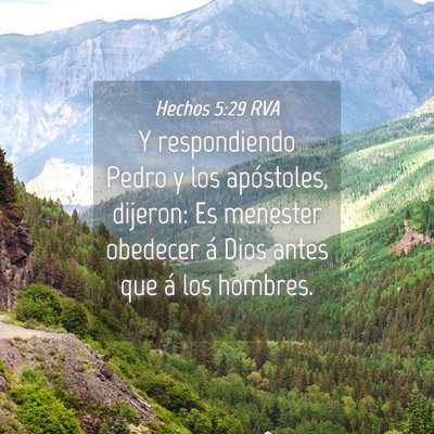 Picture 04 - Hechos 5:29 RVA - Y respondiendo Pedro y los apóstoles, dijeron: - Bible Verse Picture