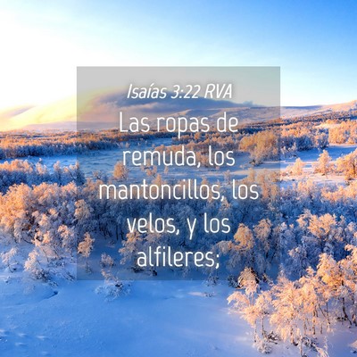 Picture 04 - Isaías 3:22 RVA - Las ropas de remuda, los mantoncillos, los velos, - Bible Verse Picture