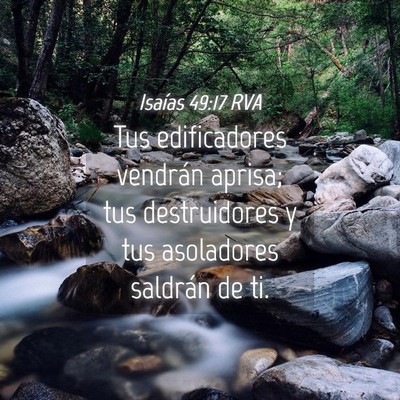 Picture 04 - Isaías 49:17 RVA - Tus edificadores vendrán aprisa; tus - Bible Verse Picture