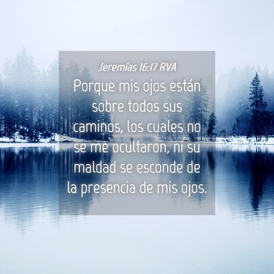 Picture 04 - Jeremías 16:17 RVA - Porque mis ojos están sobre todos sus caminos, - Bible Verse Picture