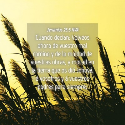 Picture 04 - Jeremías 25:5 RVA - Cuando decían: Volveos ahora de vuestro mal - Bible Verse Picture
