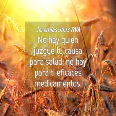 Picture 04 - Jeremías 30:13 RVA - No hay quien juzgue tu causa para salud: no hay - Bible Verse Picture
