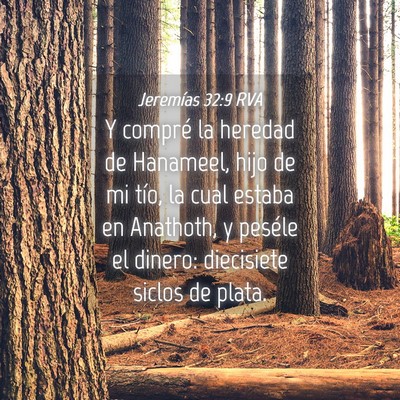 Picture 04 - Jeremías 32:9 RVA - Y compré la heredad de Hanameel, hijo de mi - Bible Verse Picture