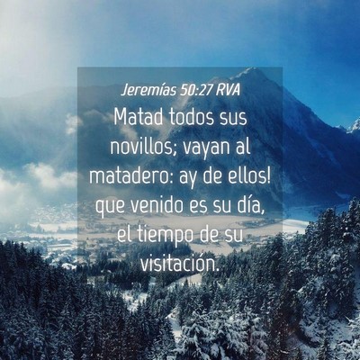 Picture 04 - Jeremías 50:27 RVA - Matad todos sus novillos; vayan al matadero: ­ay - Bible Verse Picture