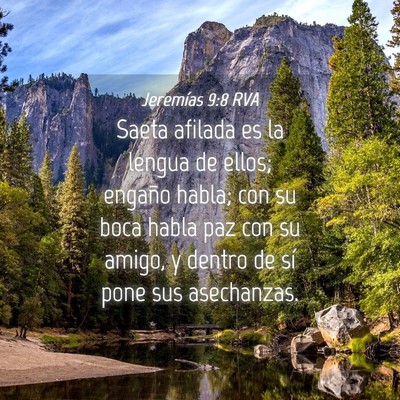 Picture 04 - Jeremías 9:8 RVA - Saeta afilada es la lengua de ellos; engaño - Bible Verse Picture