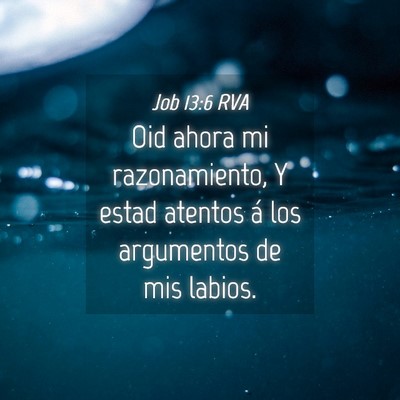 Picture 04 - Job 13:6 RVA - Oid ahora mi razonamiento, Y estad atentos á los - Bible Verse Picture