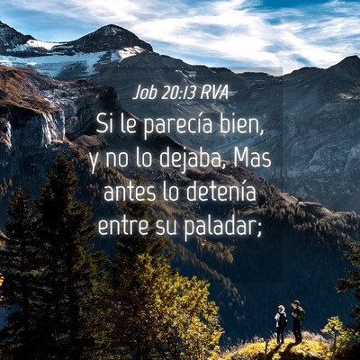Picture 04 - Job 20:13 RVA - Si le parecía bien, y no lo dejaba, Mas antes lo - Bible Verse Picture
